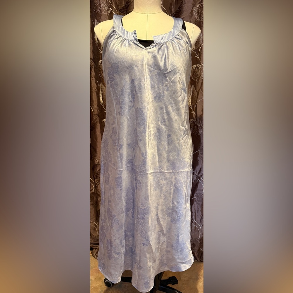Satin Blue Floral Jones New York Slip Dress